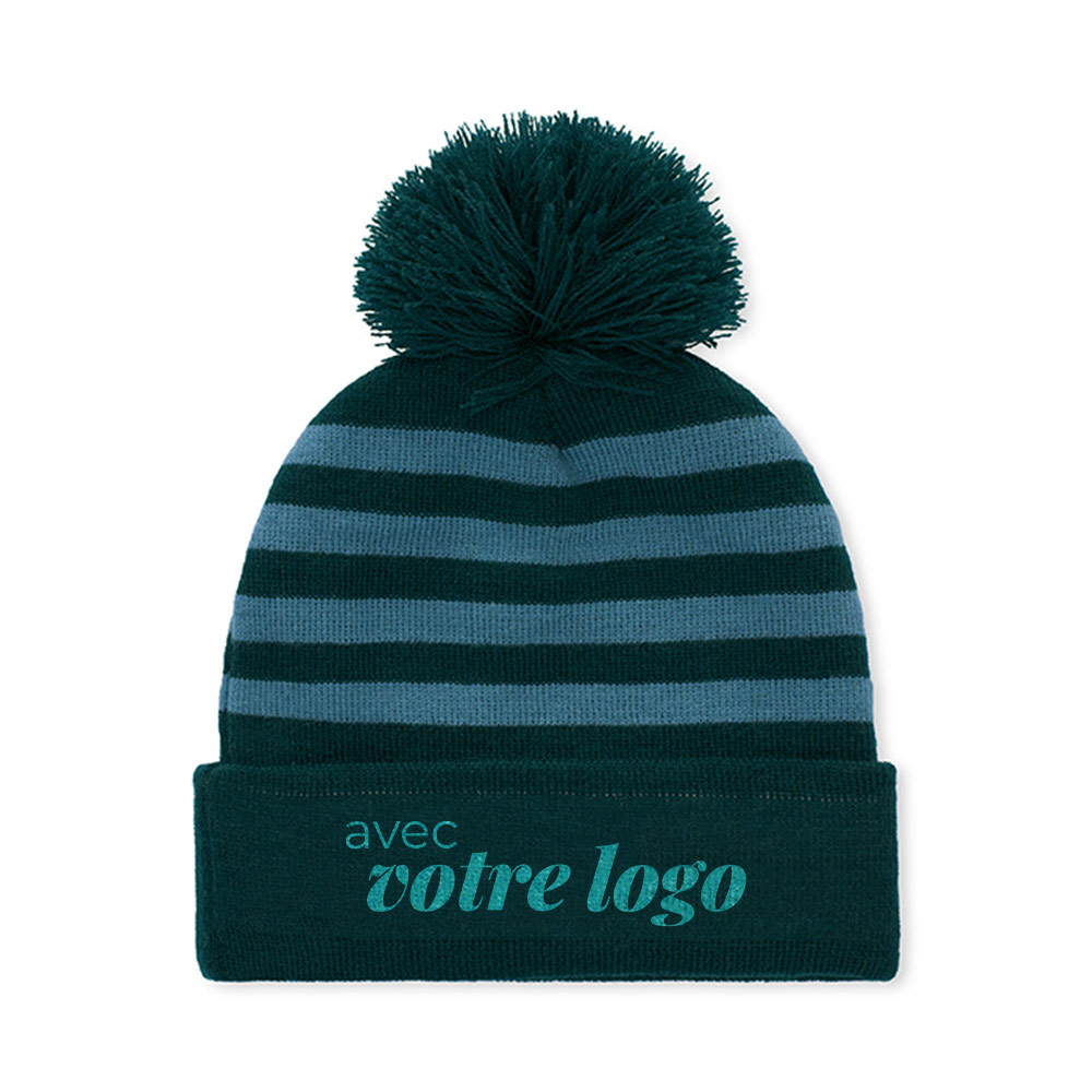 Bonnet sur-mesure en maille jacquard à pompon Xapela_01