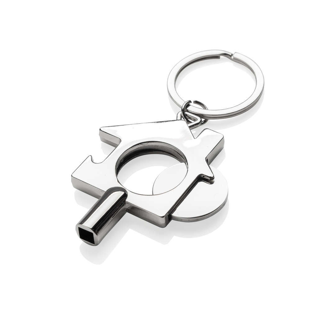 Porte-clés jeton 3 en 1 en zinc recyclé certifié Alldoo_Argent