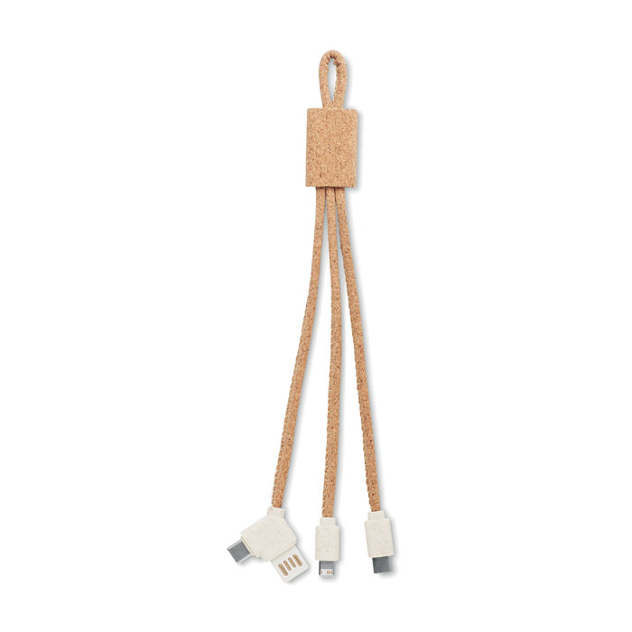 Câble de charge 3-en-1 en liège Cabie _Beige