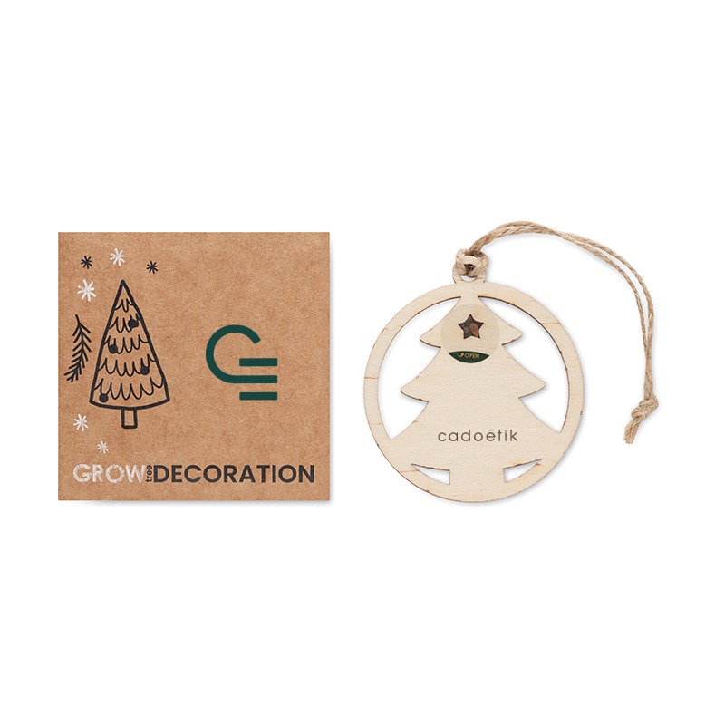 Suspension de Noël en bois découpé avec graines de sapin Arseed_01