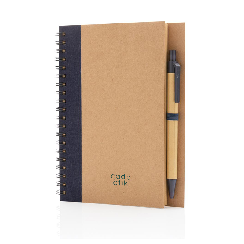 Carnet à spirales en kraft avec stylo Krafty_1