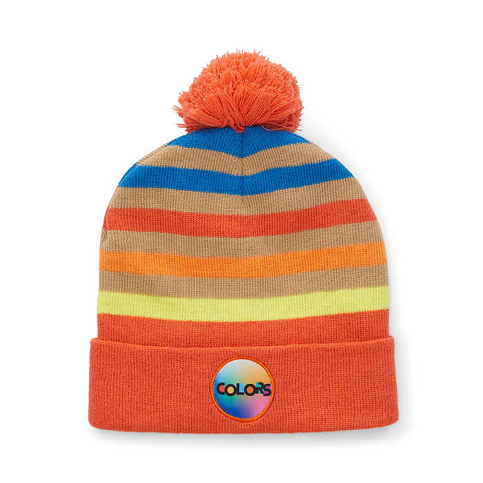 Bonnet sur-mesure en maille jacquard rPET Houpette_01