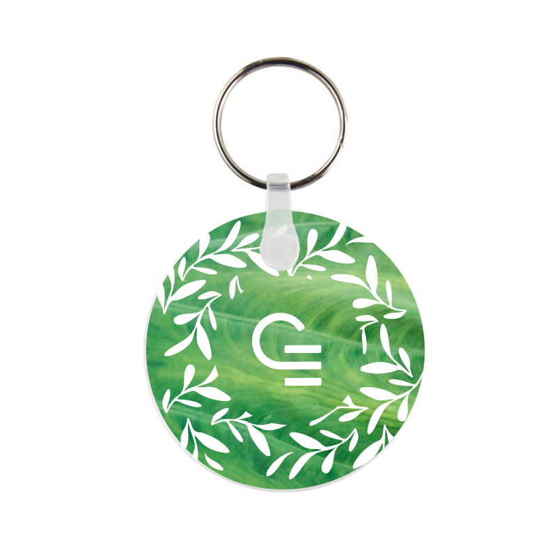 Porte-clés publicitaire rond en plastique recyclé Tait_1