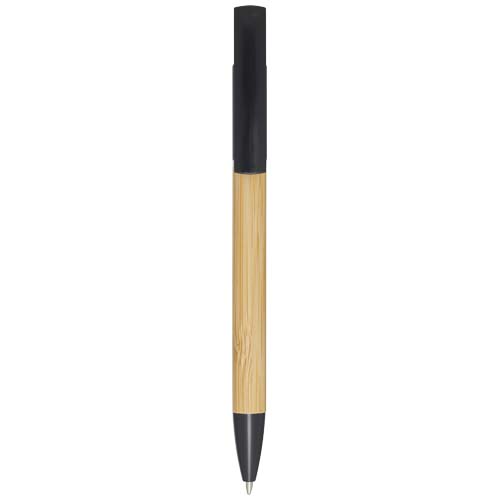 Stylo bille support de téléphone en bambou et plastique recyclé Delfina_Noir