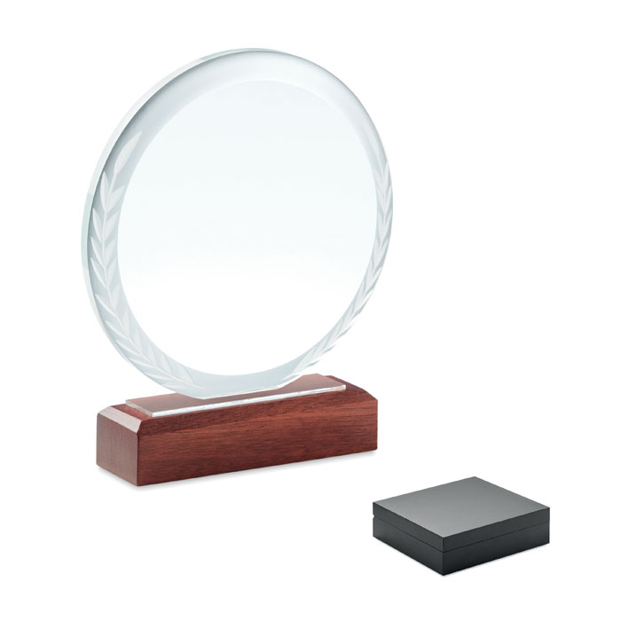 Trophée en cristal et bois de hêtre Keen_Marron