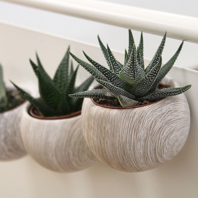 Plante dépolluante dans pot en céramique aimanté aspect bois_05