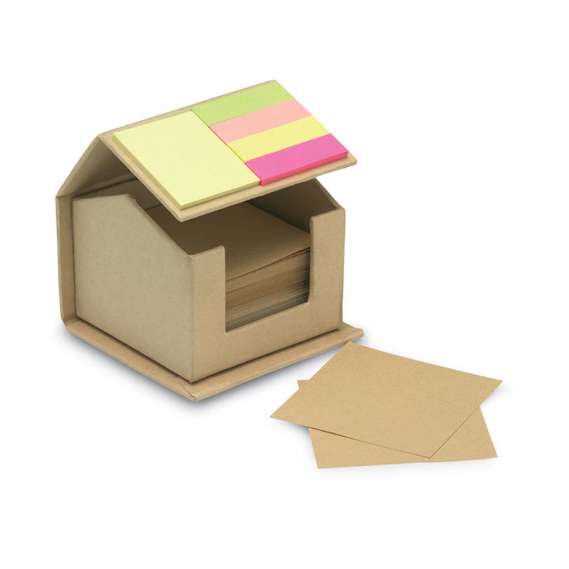 Bloc mémo en papier recyclé et post it avec boîte maison Recylopad_02