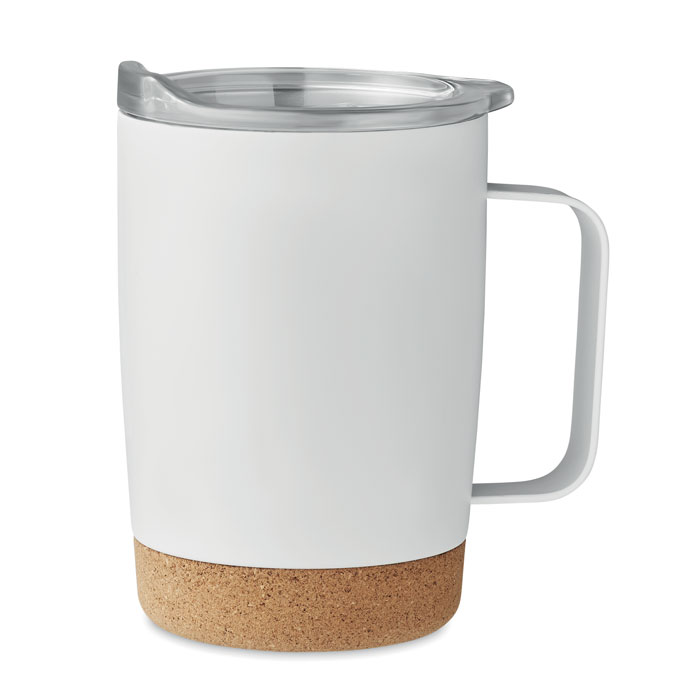 Mug isotherme en liège et inox Ruby 300 mL_Blanc