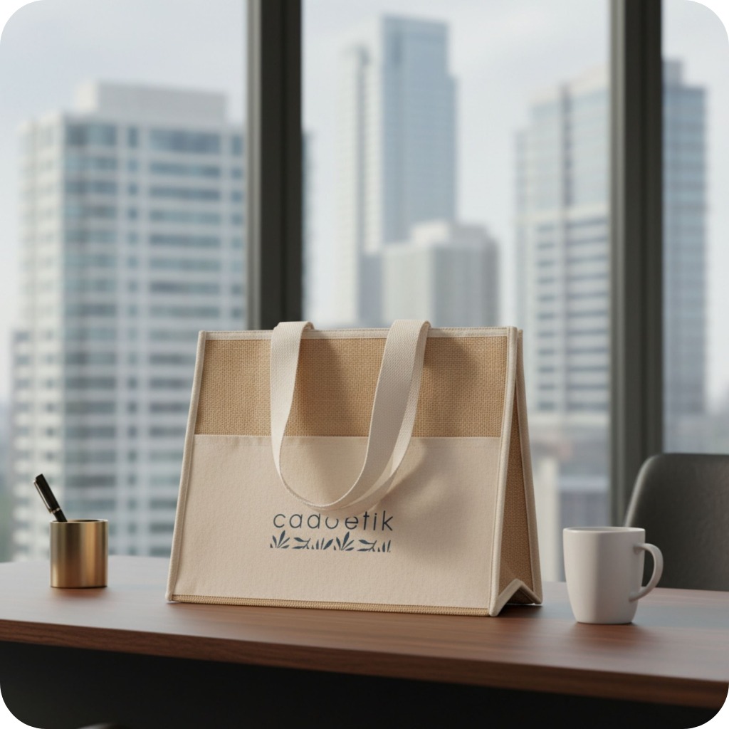 Sac shopping isotherme personnalisé en jute Campo de Geli_00