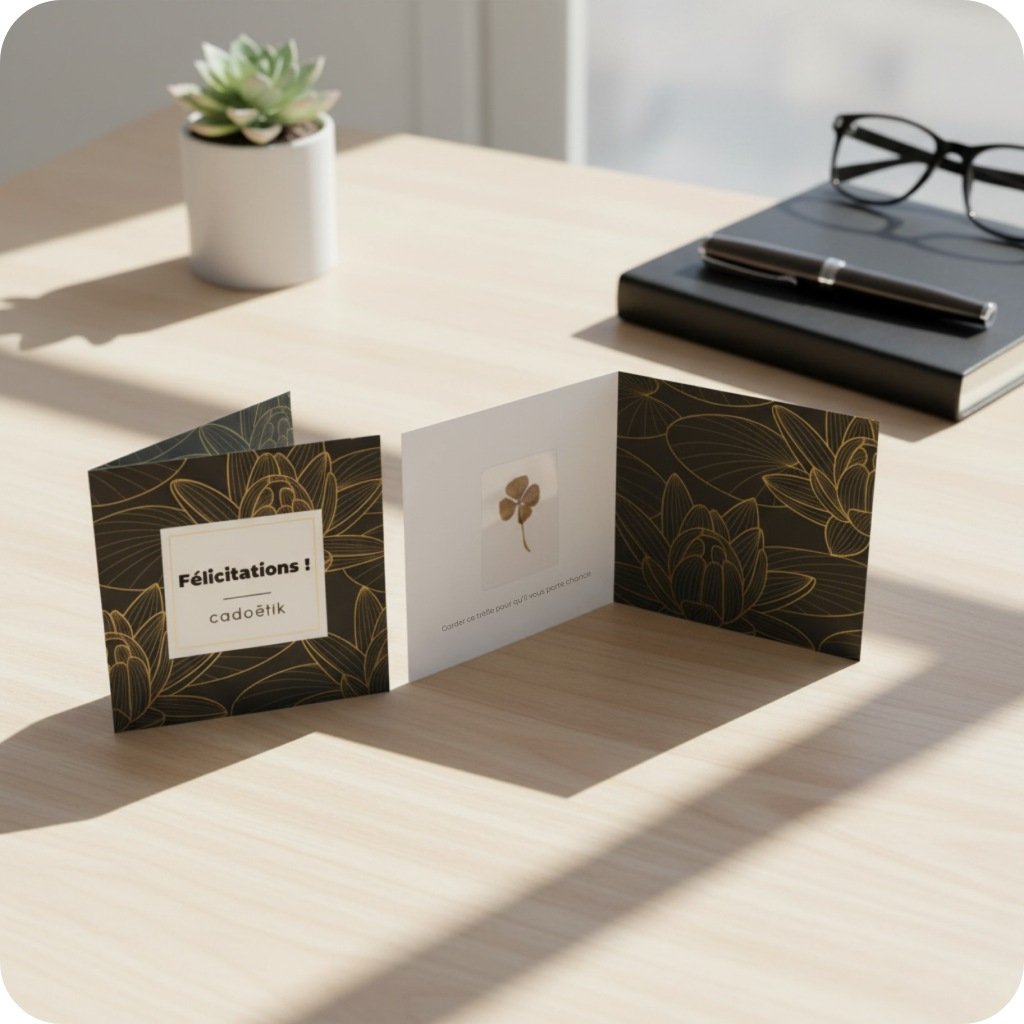 Carte 2 volets personnalisée Trèfle à 4 feuilles_00