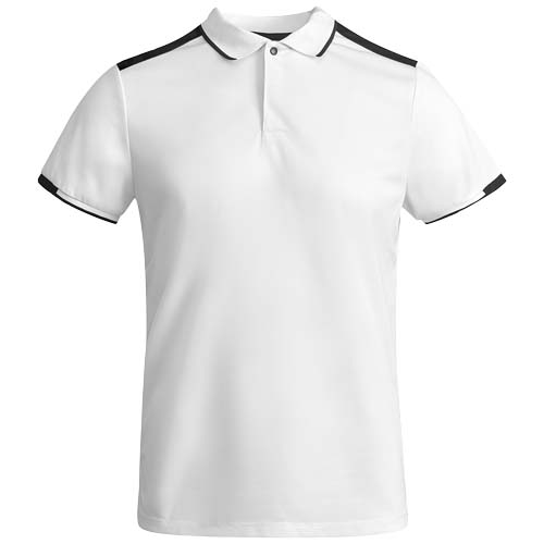 Polo sport enfant en polyester recyclé certifié Tamil 140 g_Blanc/Noir