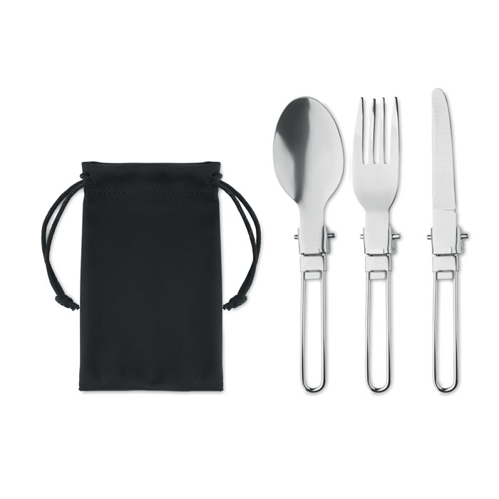 Couverts pliables en inox Stapi_Noir