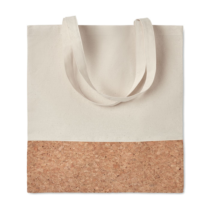 Tote bag en coton et liège Illa 160 g_Beige