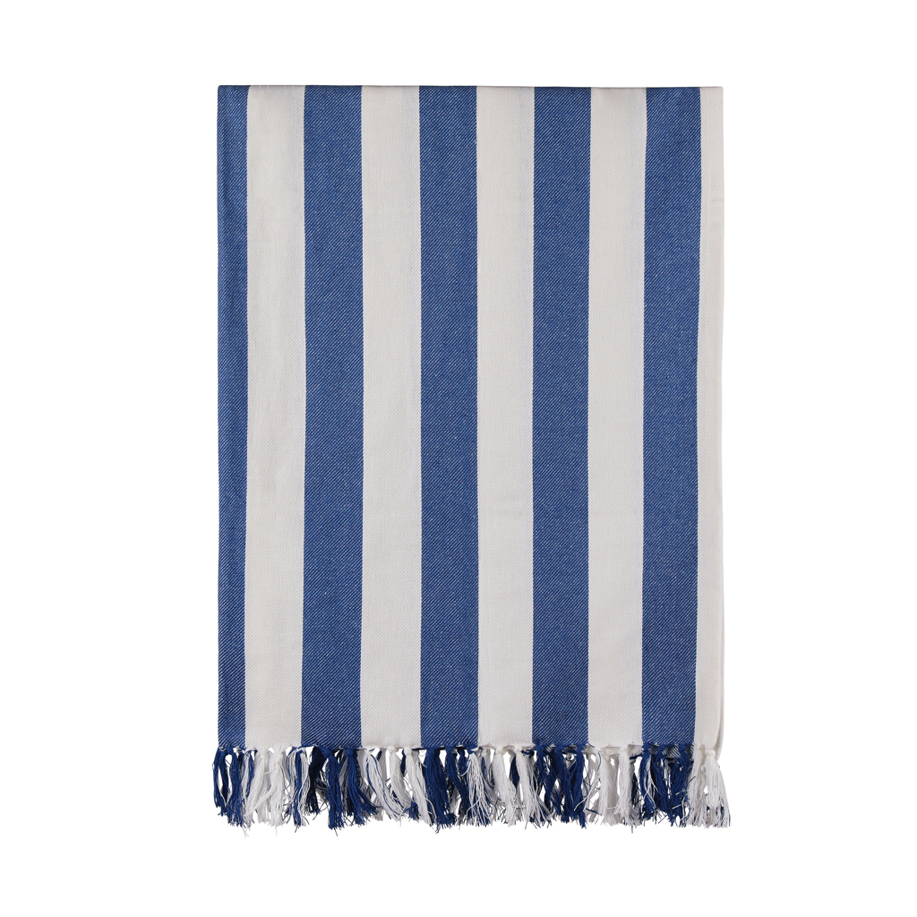 Serviette hammam en coton et polyester recyclés certifiés Vinga Ornos 200 g_Bleu