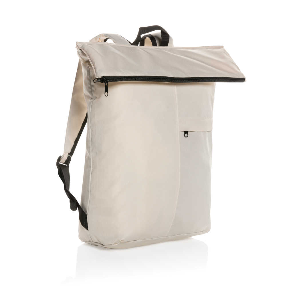 Sac à dos pliable en polyester recyclé rPET Dillon 20 L_Blanc cassé