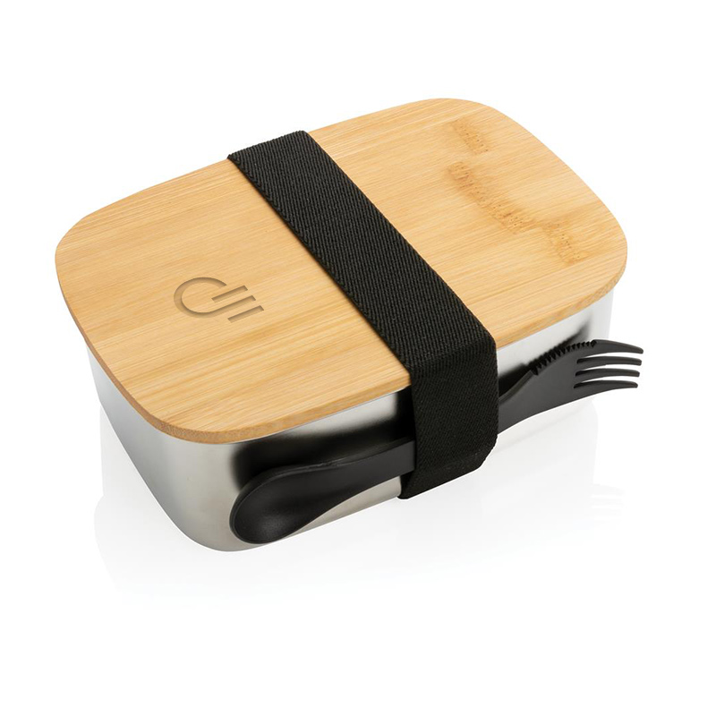 Lunch Box personnalisable en inox et bambou avec couverts Hanoï_1