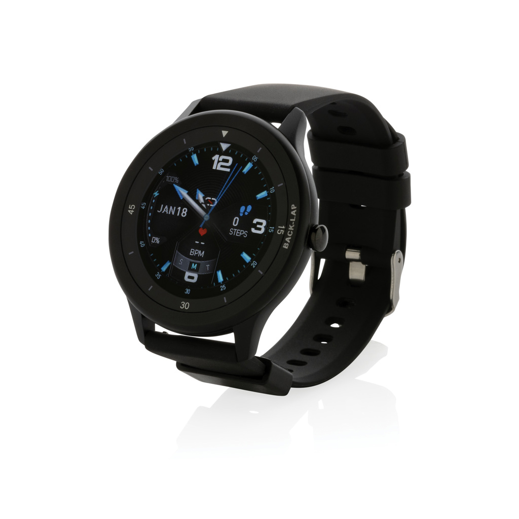 Montre connectée en plastique recyclé certifié Swiss Peak_Noir