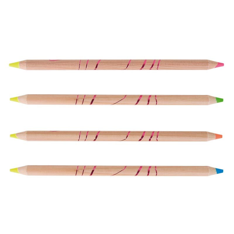 Crayon surligneur fluo en bois 17,6 cm Bi-coul_02