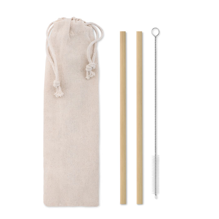 Pailles réutilisables en bambou avec brosse Natural Straw_Beige