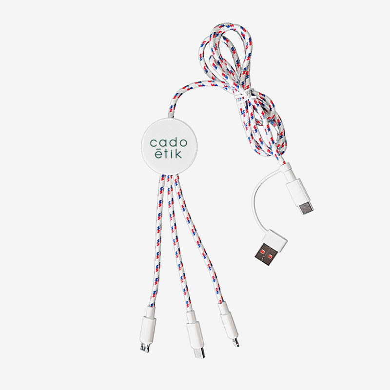 Câble de charge USB personnalisé 5 en 1 en plastique rPET Flexy 20 W_01