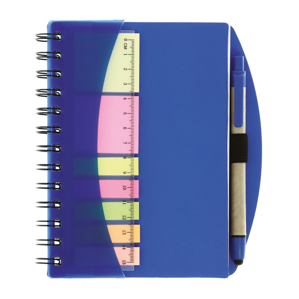 Carnet mémo avec stylo en carton recyclé Trio_Bleu