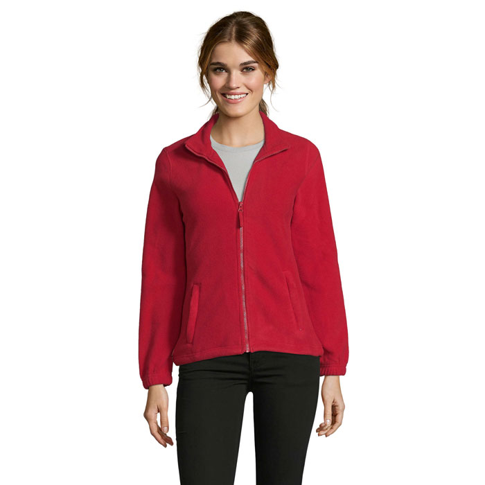 Veste polaire zippée femme en polyester certifié North 300 g_Rouge