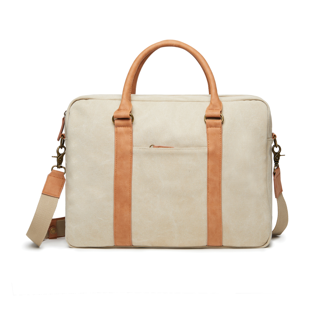 Sacoche ordinateur 16" en toile recyclée Vinga Bosler_Beige