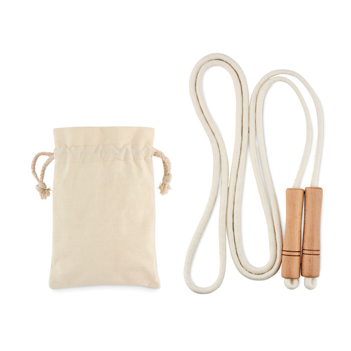 Corde à sauter en bois et coton Jump_Beige