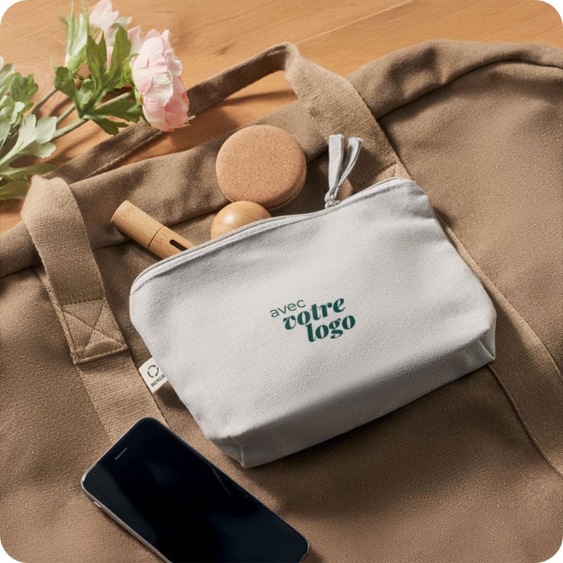 Pochette multi-usages en coton et polyester rPET recyclés Elnas 320 g_00