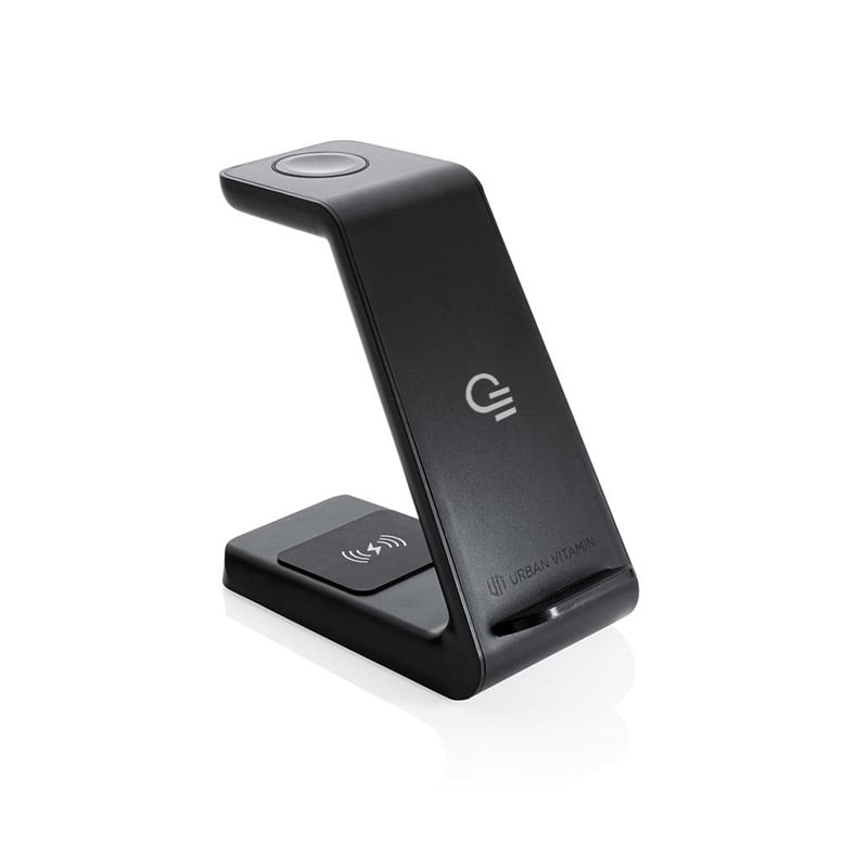 Chargeur à induction 3-en-1 en plastique recyclé certifié Urban V Fairfield 15W_1