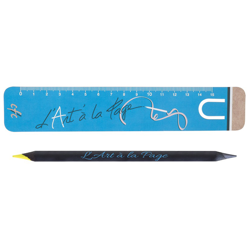Kit règle marque-page crayon fluo Bi-coul Black 15 cm_02