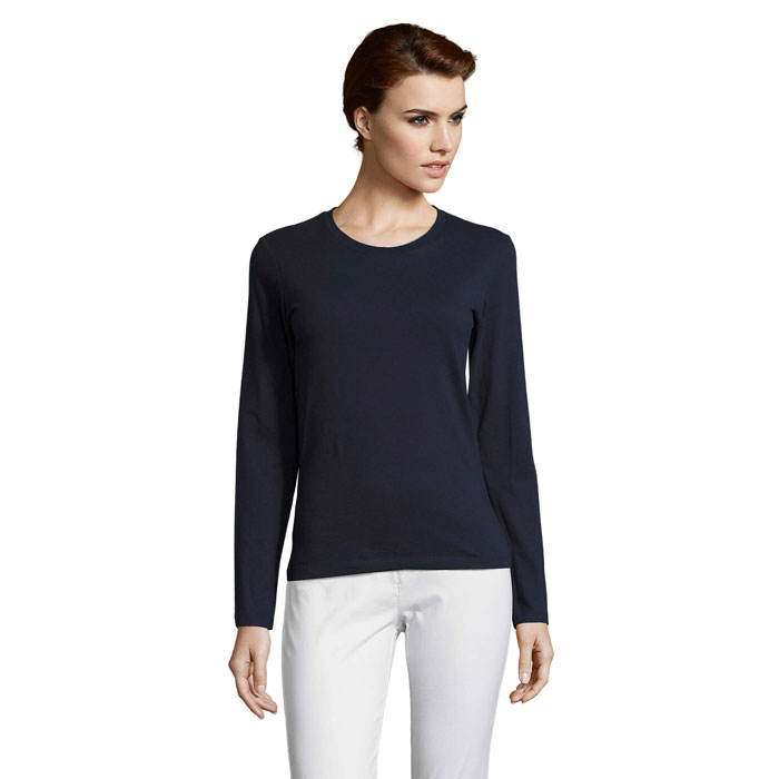 T-shirt femme manche longues en coton certifié Imperial 190 g_French marine