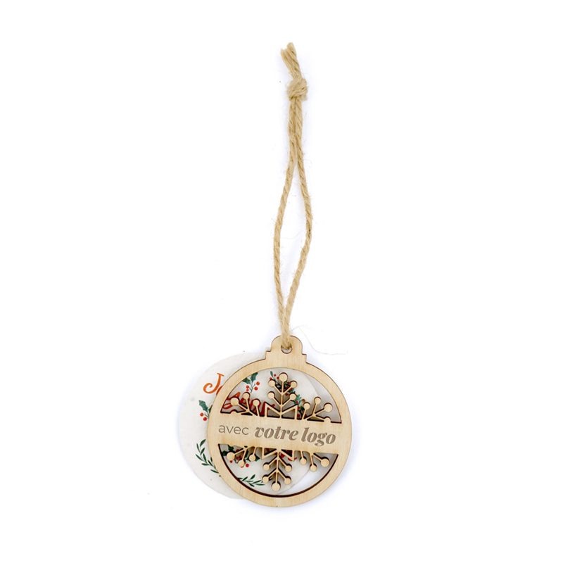 Boule de Noël publicitaire en bois avec papier à graines_01