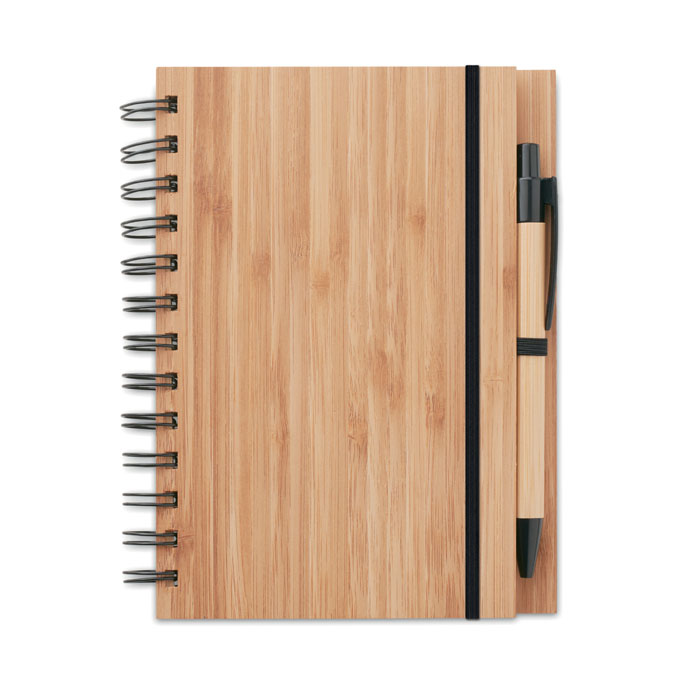 Carnet à spirale B6 avec stylo en bambou Bambloc_Bois