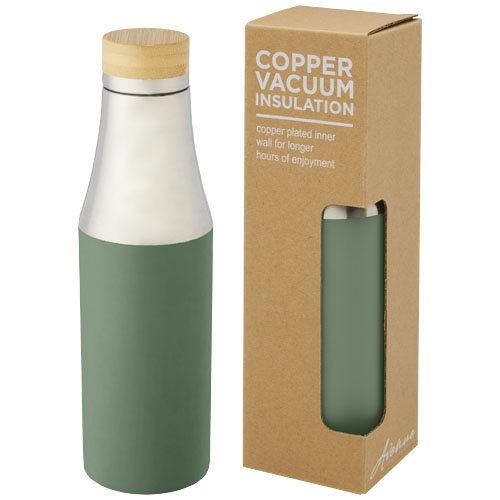 Bouteille isotherme en inox et bambou Hulan 540 mL_Vert bruyère