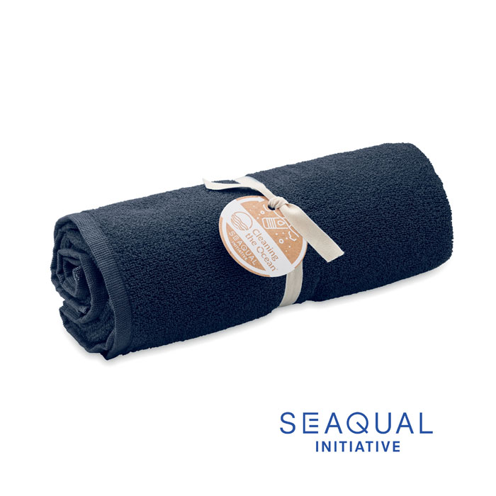 Serviette éponge en coton recyclé et Seaqual® Water 100x170 cm_Bleu