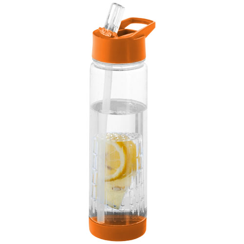 Bouteille infuseur bec paille Tutti frutti 740 mL_Translucide/Orange