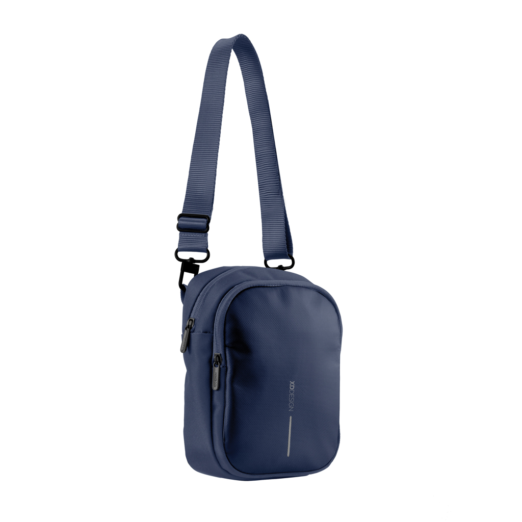 Sac bandoulière en polyester recyclé rPET Boxy_Bleu marine