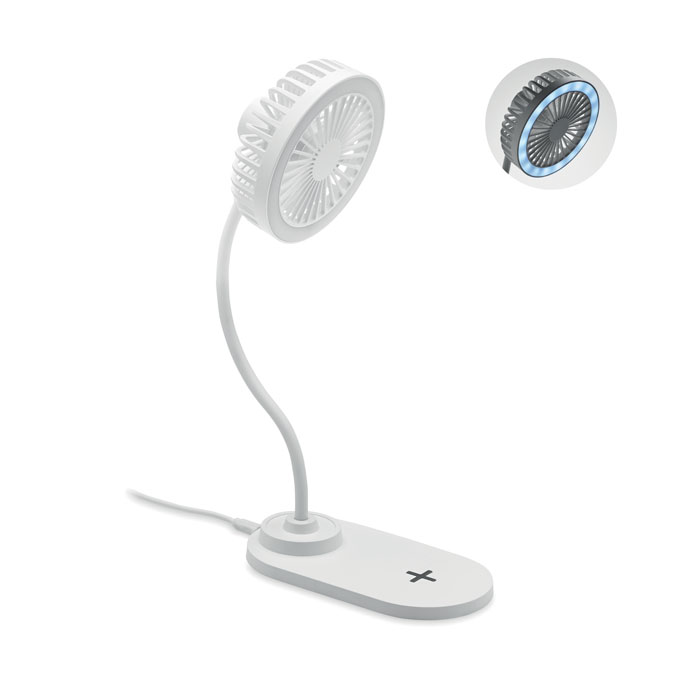 Ventilateur de bureau avec lumière et chargeur induction Viento_Blanc
