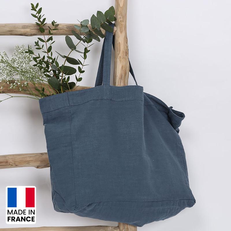 Sac shopping en lin Pol & Rosa_Bleu foncé