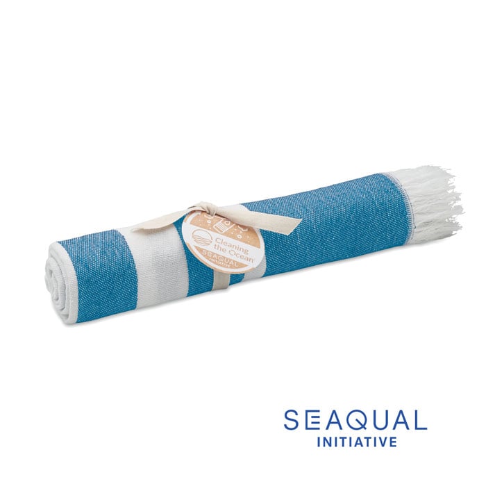 Serviette fouta en coton recyclé et Seaqual Wave 300 g_Turquoise