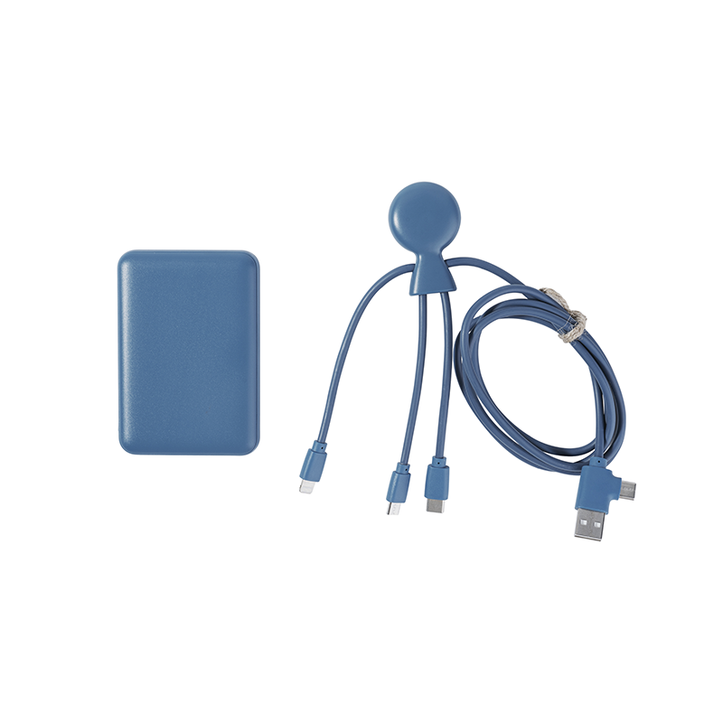 Pack batterie externe et multi-câble Mr Bio 5000 mAh_Bleu