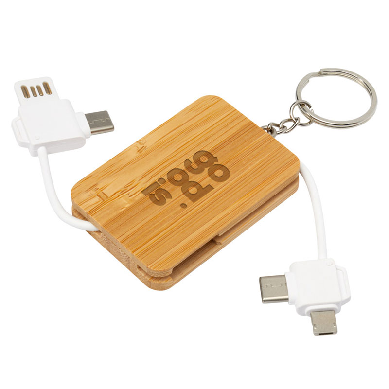 Câble de charge porte-clés 6-en-1 en bambou Reel_03