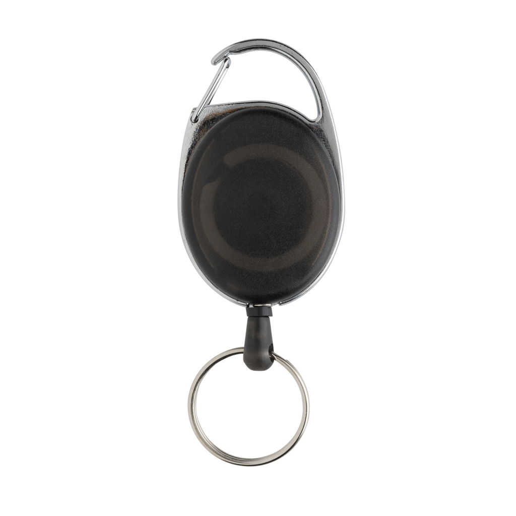 Porte-clés en plastique recyclé certifié avec cordon extensible Extense_Noir