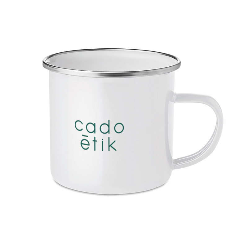 Mug publicitaire vintage en métal émaillé Plateado 350 mL_01