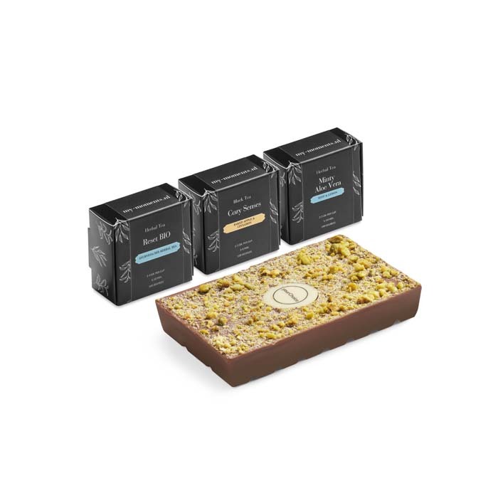 Coffret personnalisable  3 thés et tablette de chocolat style Dubaï_02