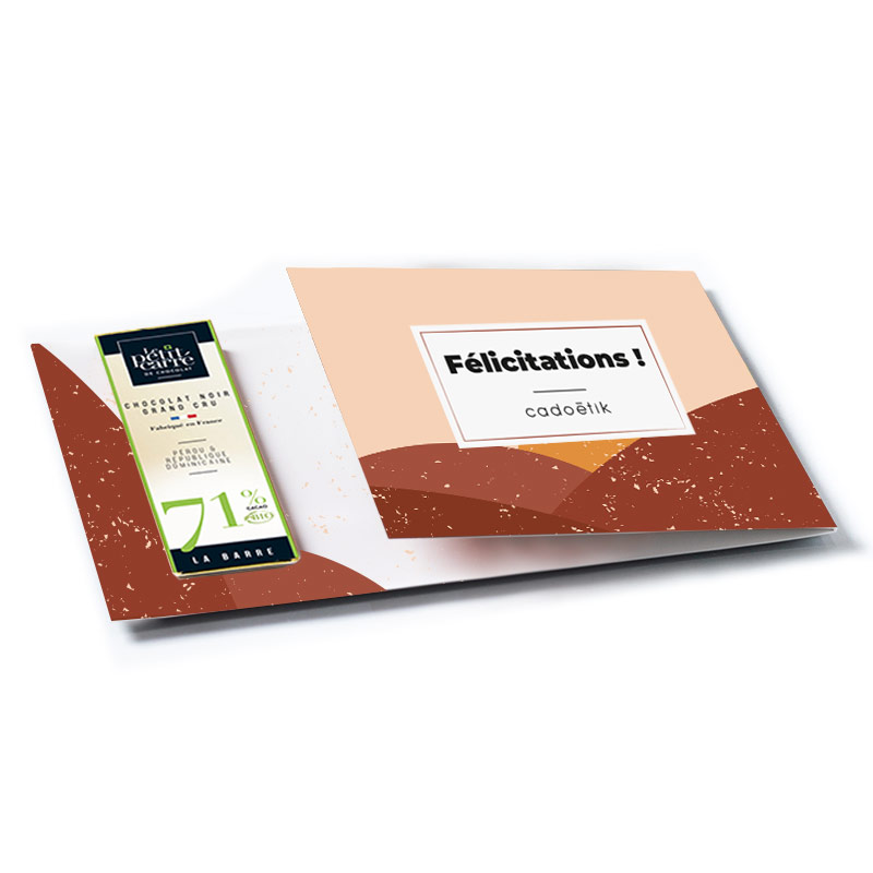 Carte de vœux entreprise originale - avec 1 barre chocolat bio 10 g