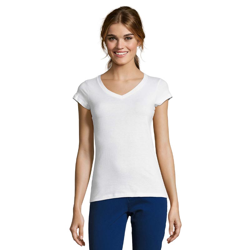 T-shirt femme col V en coton certifié Moon 150 g_04