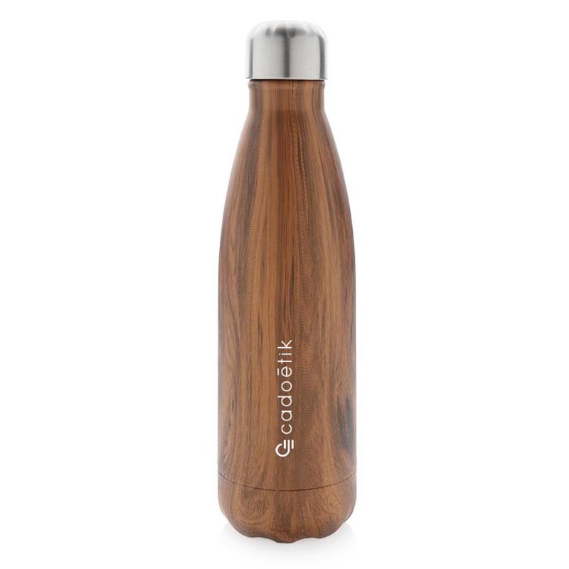 Bouteille isotherme en inox avec effet bois