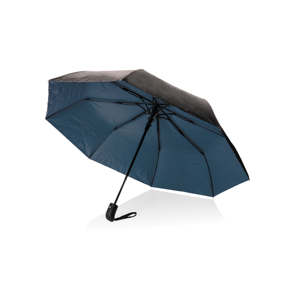 Mini parapluie bi-couleur en polyester recyclé rPET Impact_Bleu